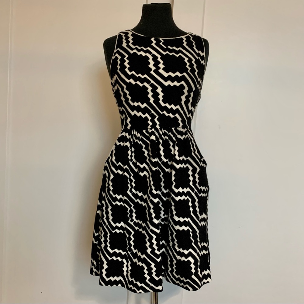 Anthropologie black and white abstract dress